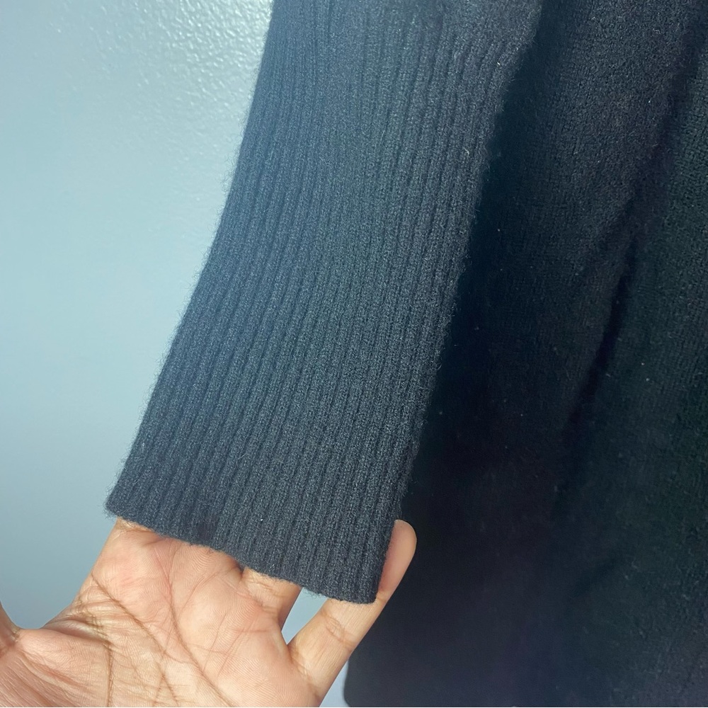 MAGASCHONI : size : S : cozy and casual black ribbed trim open cashmere cardigan - Picture 5 of 8